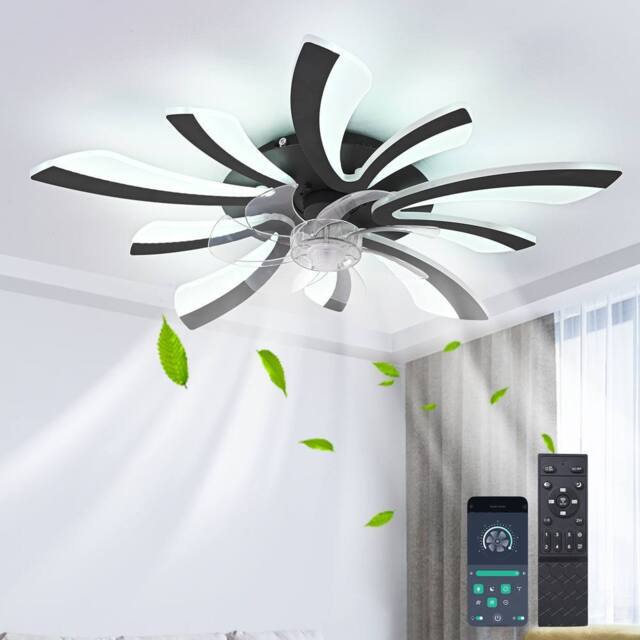 NIVOR Dimmable Led Ceiling Fans with Light & Remote/APP 6-Speed Reversible in Black - image 1