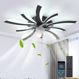 NIVOR Dimmable Led Ceiling Fans with Light & Remote/APP 6-Speed Reversible in Black - thumbnail 1