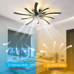 NIVOR Dimmable Led Ceiling Fans with Light & Remote/APP 6-Speed Reversible in Black - thumbnail 6