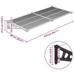 Berkfield Home Durable Door Canopy Black & Transparent 239x90 cm Polycarbonate in Clear - thumbnail 6