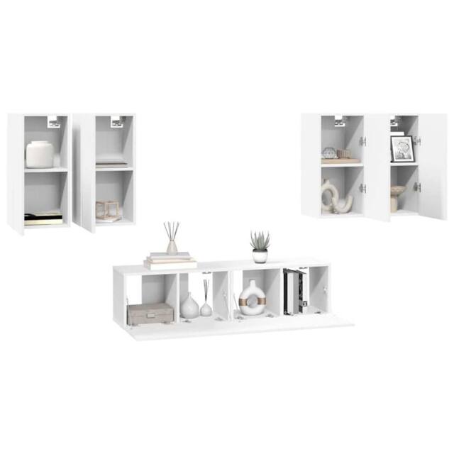 Berkfield Home Practical 6 Piece TV Cabinet Set White Engineered Wood - image 1