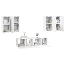 Berkfield Home Practical 6 Piece TV Cabinet Set White Engineered Wood - thumbnail 1