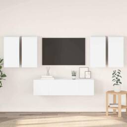 Berkfield Home Practical 6 Piece TV Cabinet Set White Engineered Wood - thumbnail 2