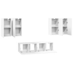 Berkfield Home Practical 6 Piece TV Cabinet Set White Engineered Wood - thumbnail 4