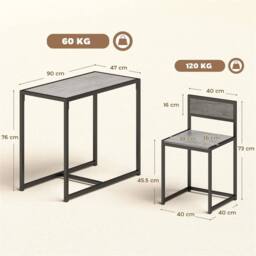 KORVIXA Small Table & 2 Chairs Set in Grey - Size: 0.6m2 - thumbnail 2