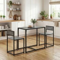 KORVIXA Small Table & 2 Chairs Set in Grey - Size: 0.6m2 - thumbnail 3