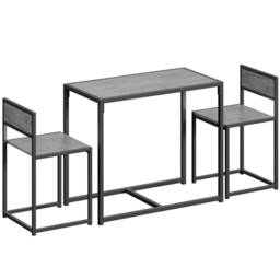 KORVIXA Small Table & 2 Chairs Set in Grey - Size: 0.6m2