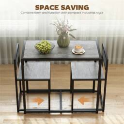 KORVIXA Small Table & 2 Chairs Set in Grey - Size: 0.6m2 - thumbnail 5