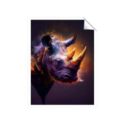 "Warren Reed - Designer Golden Rhino Face Splashart Unframed Art Print - Size: W24"" x H36""" - thumbnail 1