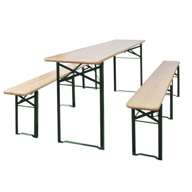 Berkfield Home Folding Beer Table with 2 Benches 220 cm Fir Wood in Brown - image 1