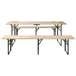Berkfield Home Folding Beer Table with 2 Benches 220 cm Fir Wood in Brown - thumbnail 2