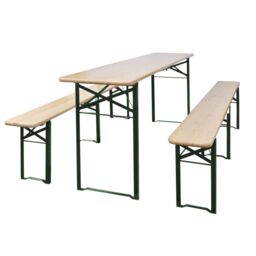 Berkfield Home Folding Beer Table with 2 Benches 220 cm Fir Wood in Brown - thumbnail 1