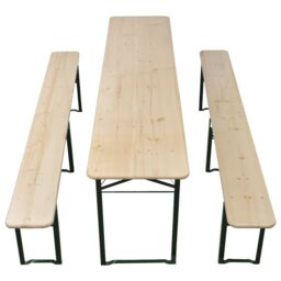 Berkfield Home Folding Beer Table with 2 Benches 220 cm Fir Wood in Brown - thumbnail 3