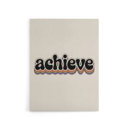 "Artery8 Achieve Colourful Retro Rainbow Font Typography Canvas Wall Art Print in Beige - Size: W24"" x H32""" - thumbnail 1