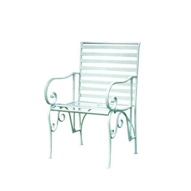 Melody Maison Ornate Metal Sage Green Garden Chair - 55cm X 92cm - Size: 55 cm X 92 cm - image 1
