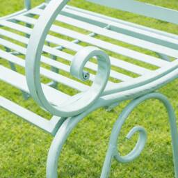 Melody Maison Ornate Metal Sage Green Garden Chair - 55cm X 92cm - Size: 55 cm X 92 cm - thumbnail 6
