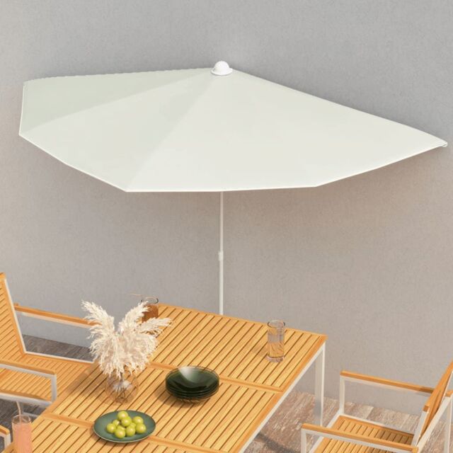 Berkfield Home Garden Half Parasol with Pole 180x90 cm Sand in Beige - image 1