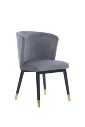 Life Interiors Single Sofina Modern Velvet Dining Chair, Tufted Back, Wooden Frame in Grey