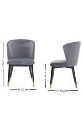 Life Interiors Single Sofina Modern Velvet Dining Chair, Tufted Back, Wooden Frame in Grey - thumbnail 6