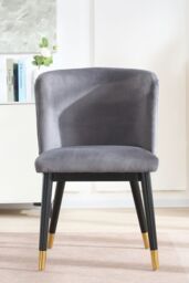Life Interiors Single Sofina Modern Velvet Dining Chair, Tufted Back, Wooden Frame in Grey - thumbnail 2