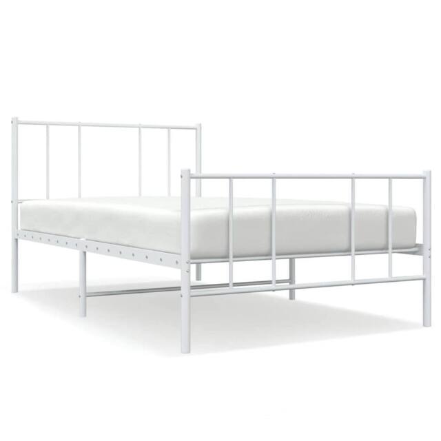 Berkfield Home Metal Bed Frame with Headboard & Footboard White 90x190 cm Single - image 1