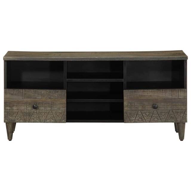 Berkfield Home TV Cabinet Black 100x33x46 cm Solid Wood Mango - Size: 100 x 33 x 46 cm - image 1
