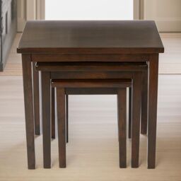 Pirlo Plush 3PC Mahogany Nesting Tables Dark Brown Living Room Furniture - thumbnail 3