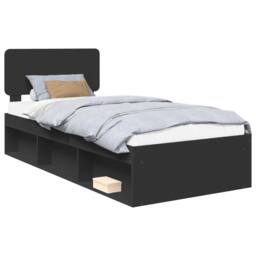 Berkfield Home Bed Frame with Headboard Black 90 x 190 cm Solid Pine Wood - thumbnail 2