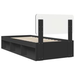 Berkfield Home Bed Frame with Headboard Black 90 x 190 cm Solid Pine Wood - thumbnail 9