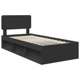 Berkfield Home Bed Frame with Headboard Black 90 x 190 cm Solid Pine Wood - thumbnail 4