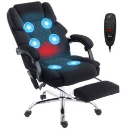 HOMCOM Massage Office Chair with Heat, 135° Reclining Desk Chair in Black - thumbnail 2