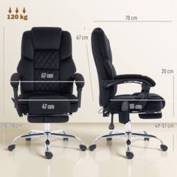 HOMCOM Massage Office Chair with Heat, 135° Reclining Desk Chair in Black - thumbnail 3