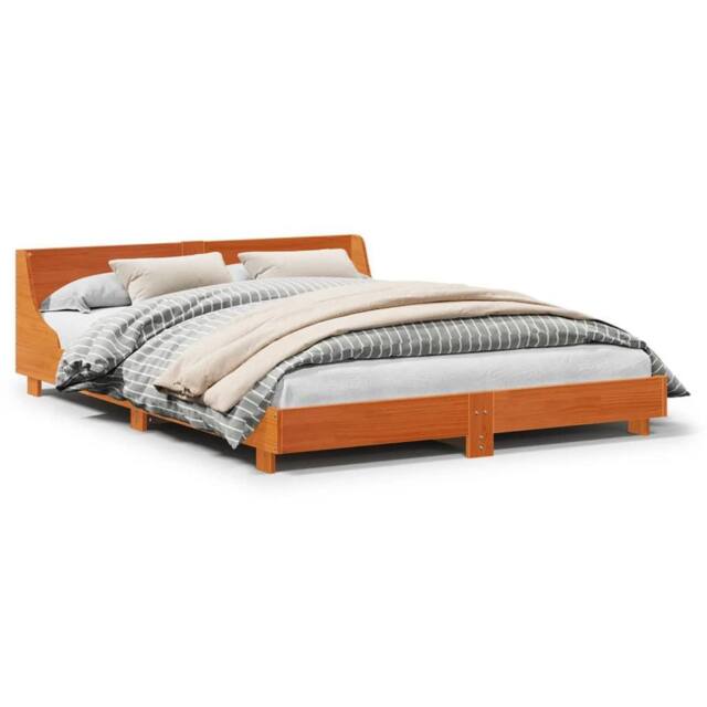 Berkfield Home Bed Frame without Mattress Wax Brown 140x190 cm Solid Wood Pine - image 1