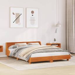 Berkfield Home Bed Frame without Mattress Wax Brown 140x190 cm Solid Wood Pine - thumbnail 2