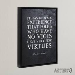 "Artery8 Abraham Lincoln Vices Virtues Quote Framed Canvas Wall Art Print in Grey - Size: W12"" x H16""" - thumbnail 2