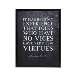 "Artery8 Abraham Lincoln Vices Virtues Quote Framed Canvas Wall Art Print in Grey - Size: W12"" x H16""" - thumbnail 1