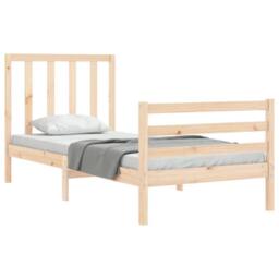 Berkfield Home Beautiful Bed Frame with Headboard Small Single Solid Wood in Light Tan - thumbnail 4