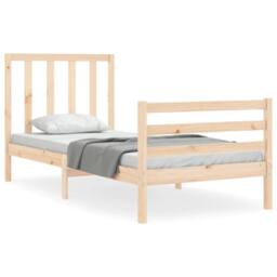 Berkfield Home Beautiful Bed Frame with Headboard Small Single Solid Wood in Light Tan - thumbnail 3