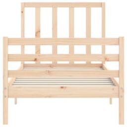 Berkfield Home Beautiful Bed Frame with Headboard Small Single Solid Wood in Light Tan - thumbnail 6