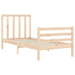 Berkfield Home Beautiful Bed Frame with Headboard Small Single Solid Wood in Light Tan - thumbnail 5