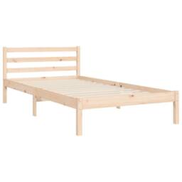 Berkfield Home Beautiful Bed Frame with Headboard Small Single Solid Wood in Light Tan - thumbnail 9