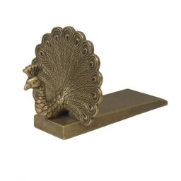 Melody Maison Antique Brass Gold Metal Peacock Doorstop