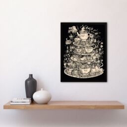 Artery8 Wall Art Print Alice In Wonderland Mad Hatter Tea Party Whimsical Magical Adventure Painting Art Framed in Black - Size: A4 - thumbnail 4