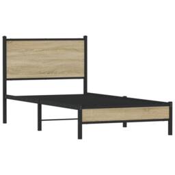 Berkfield Home Metal Bed Frame without Mattress Sonoma Oak 80x200 cm in Light Tan - thumbnail 3