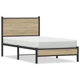 Berkfield Home Metal Bed Frame without Mattress Sonoma Oak 80x200 cm in Light Tan - thumbnail 1