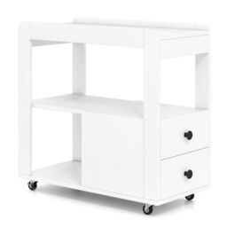Gymax Narrow End Table Modern 2-Drawer Sofa Side Table With Open Shelves in White - thumbnail 2