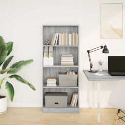 Berkfield Home Bookcase Grey Sonoma 60x24x143 cm Engineered Wood - Size: 60 x 24 x 143 cm - thumbnail 3