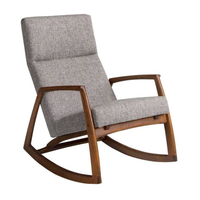 Angel Cerda Grey Fabric Rocking Chair with Walnut Veneer Legs - image 1