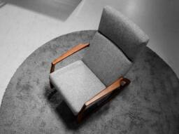 Angel Cerda Grey Fabric Rocking Chair with Walnut Veneer Legs - thumbnail 5