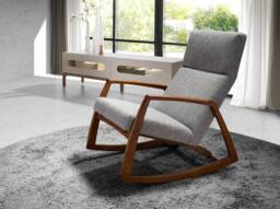 Angel Cerda Grey Fabric Rocking Chair with Walnut Veneer Legs - thumbnail 3
